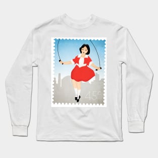 Skipping Girl Vinegar Postage Stamp Long Sleeve T-Shirt